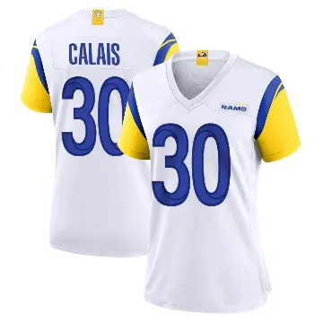 ＃30 Women's Raymond Calais White Game Los Angeles Rams Jersey
