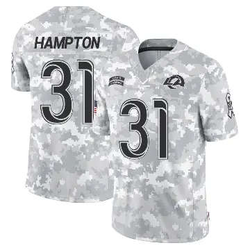 ＃31 Men's Nick Hampton Arctic Camo Limited Los Angeles Rams 2024 Salute to Service Jersey