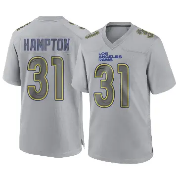 ＃31 Men's Nick Hampton Gray Game Los Angeles Rams Atmosphere Fashion Jersey