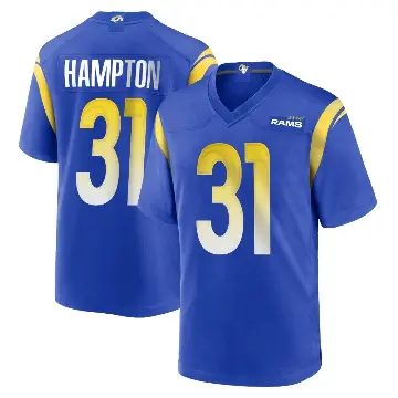 ＃31 Men's Nick Hampton Royal Game Los Angeles Rams Alternate Jersey