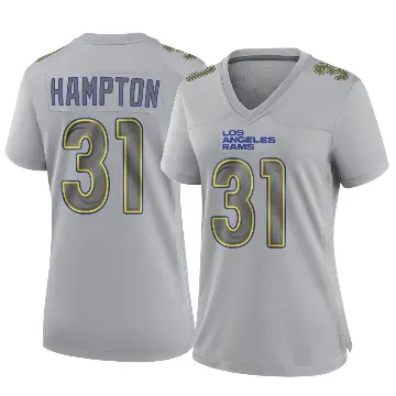 ＃31 Women's Nick Hampton Gray Game Los Angeles Rams Atmosphere Fashion Jersey