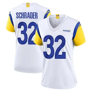 ＃32 Women's Cody Schrader White Game Los Angeles Rams Jersey