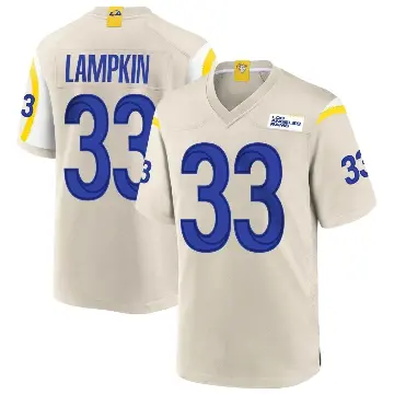 ＃33 Youth Cam Lampkin Game Los Angeles Rams Bone Jersey