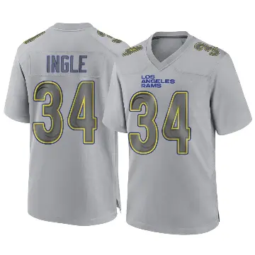 ＃34 Men's Tanner Ingle Gray Game Los Angeles Rams Atmosphere Fashion Jersey