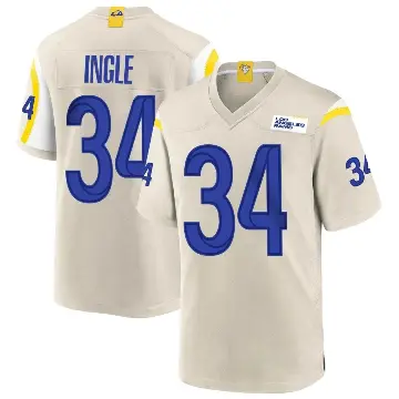 ＃34 Youth Tanner Ingle Game Los Angeles Rams Bone Jersey