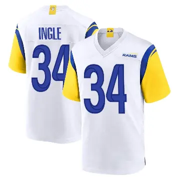 ＃34 Youth Tanner Ingle White Game Los Angeles Rams Jersey