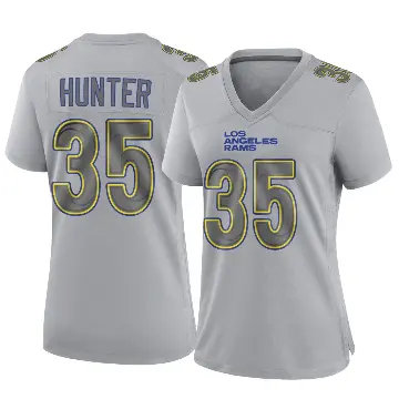 ＃35 Women's Jarquez Hunter Gray Game Los Angeles Rams Atmosphere Fashion Jersey