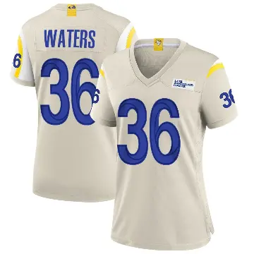 ＃36 Women's Jordan Waters Game Los Angeles Rams Bone Jersey