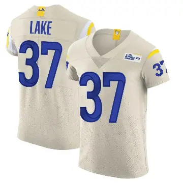 ＃37 Men's Quentin Lake Elite Los Angeles Rams Bone Vapor Jersey