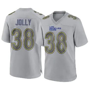 ＃38 Men's Shaun Jolly Gray Game Los Angeles Rams Atmosphere Fashion Jersey