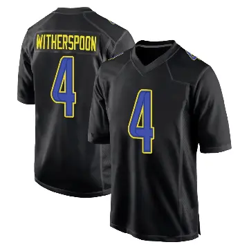 ＃4 Men's Ahkello Witherspoon Black Game Los Angeles Rams Fashion Jersey