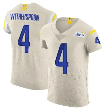 ＃4 Men's Ahkello Witherspoon Elite Los Angeles Rams Bone Vapor Jersey
