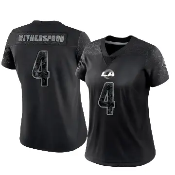 ＃4 Women's Ahkello Witherspoon Black Limited Los Angeles Rams Reflective Jersey