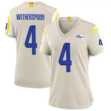 ＃4 Women's Ahkello Witherspoon Game Los Angeles Rams Bone Jersey