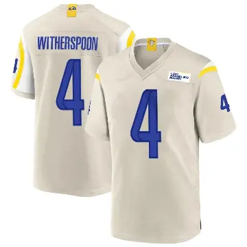 ＃4 Youth Ahkello Witherspoon Game Los Angeles Rams Bone Jersey