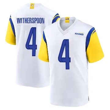 ＃4 Youth Ahkello Witherspoon White Game Los Angeles Rams Jersey