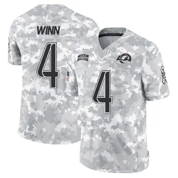 ＃4 Youth Dresser Winn Arctic Camo Limited Los Angeles Rams 2024 Salute to Service Jersey