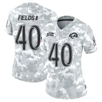 ＃40 Women's Tony Fields II Arctic Camo Limited Los Angeles Rams 2024 Salute to Service Jersey
