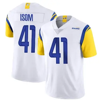 ＃41 Men's Dan Isom White Limited Los Angeles Rams Vapor Untouchable Jersey