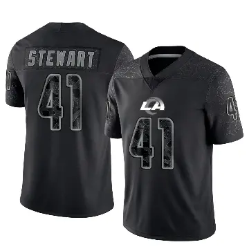 ＃41 Men's Josaiah Stewart Black Limited Los Angeles Rams Reflective Jersey