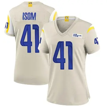 ＃41 Women's Dan Isom Game Los Angeles Rams Bone Jersey