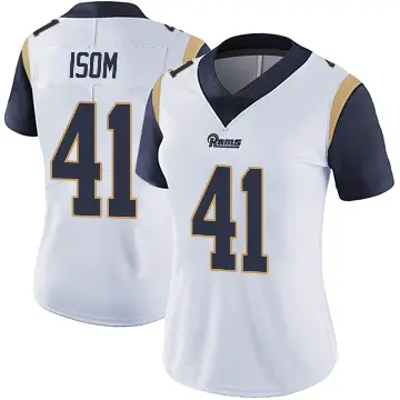 ＃41 Women's Dan Isom White Limited Los Angeles Rams Vapor Untouchable Jersey