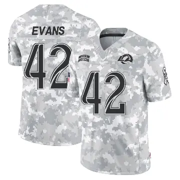 ＃42 Men's Ethan Evans Arctic Camo Limited Los Angeles Rams 2024 Salute to Service Jersey