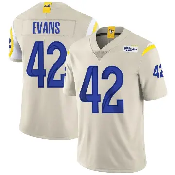 ＃42 Men's Ethan Evans Limited Los Angeles Rams Bone Vapor Jersey