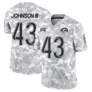＃43 Men's John Johnson III Arctic Camo Limited Los Angeles Rams 2024 Salute to Service Jersey