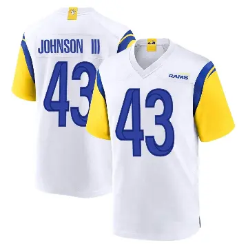 ＃43 Men's John Johnson III White Game Los Angeles Rams Jersey