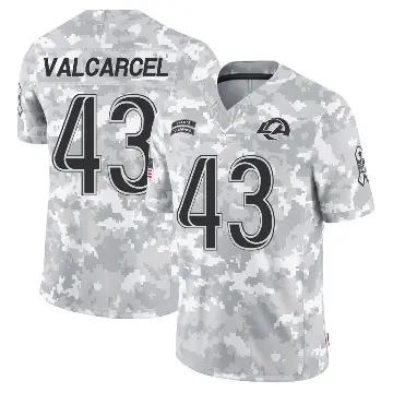 ＃43 Men's Nate Valcarcel Arctic Camo Limited Los Angeles Rams 2024 Salute to Service Jersey