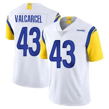 ＃43 Men's Nate Valcarcel White Limited Los Angeles Rams Vapor Untouchable Jersey