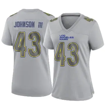 ＃43 Women's John Johnson III Gray Game Los Angeles Rams Atmosphere Fashion Jersey
