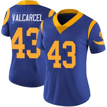 ＃43 Women's Nate Valcarcel Royal Limited Los Angeles Rams Alternate Vapor Untouchable Jersey