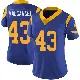 ＃43 Women's Nate Valcarcel Royal Limited Los Angeles Rams Alternate Vapor Untouchable Jersey