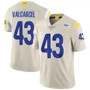 ＃43 Youth Nate Valcarcel Limited Los Angeles Rams Bone Vapor Jersey