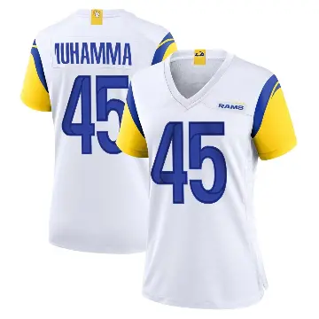 ＃45 Women's Jamil Muhammad White Game Los Angeles Rams Jersey