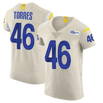 ＃46 Men's Anthony Torres Elite Los Angeles Rams Bone Vapor Jersey