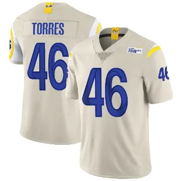 ＃46 Men's Anthony Torres Limited Los Angeles Rams Bone Vapor Jersey