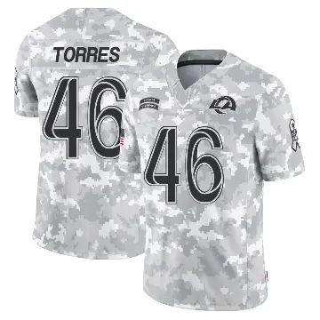 ＃46 Youth Anthony Torres Arctic Camo Limited Los Angeles Rams 2024 Salute to Service Jersey