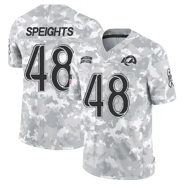 ＃48 Men's Omar Speights Arctic Camo Limited Los Angeles Rams 2024 Salute to Service Jersey