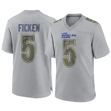 ＃5 Men's Sam Ficken Gray Game Los Angeles Rams Atmosphere Fashion Jersey