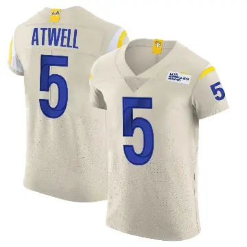 ＃5 Men's Tutu Atwell Elite Los Angeles Rams Bone Vapor Jersey