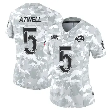 ＃5 Women's Tutu Atwell Arctic Camo Limited Los Angeles Rams 2024 Salute to Service Jersey