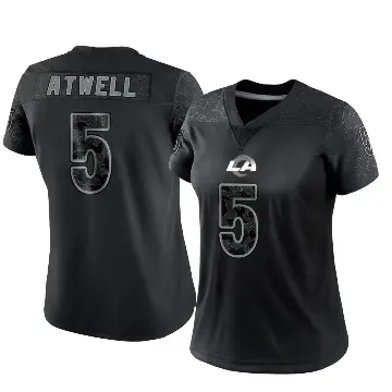 ＃5 Women's Tutu Atwell Black Limited Los Angeles Rams Reflective Jersey