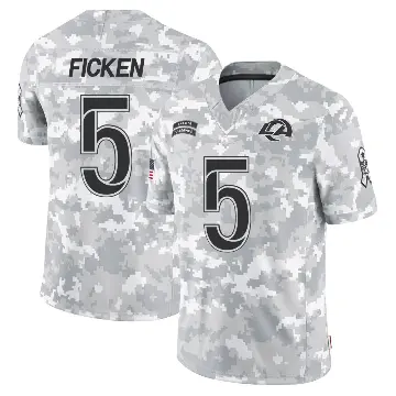＃5 Youth Sam Ficken Arctic Camo Limited Los Angeles Rams 2024 Salute to Service Jersey