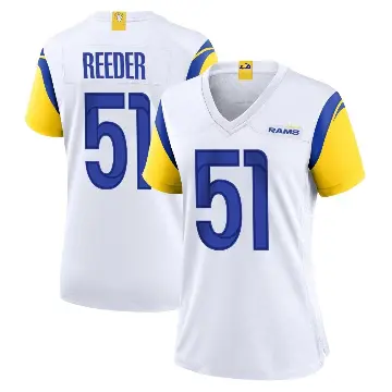 ＃51 Women's Troy Reeder White Game Los Angeles Rams Jersey