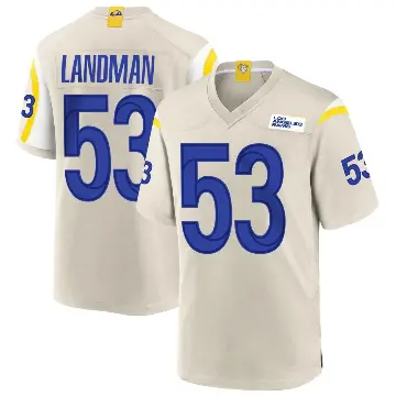 ＃53 Youth Nate Landman Game Los Angeles Rams Bone Jersey