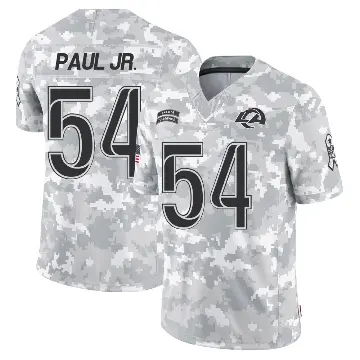 ＃54 Men's Chris Paul Jr. Arctic Camo Limited Los Angeles Rams 2024 Salute to Service Jersey