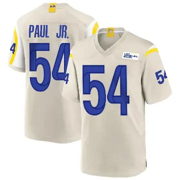 ＃54 Men's Chris Paul Jr. Game Los Angeles Rams Bone Jersey